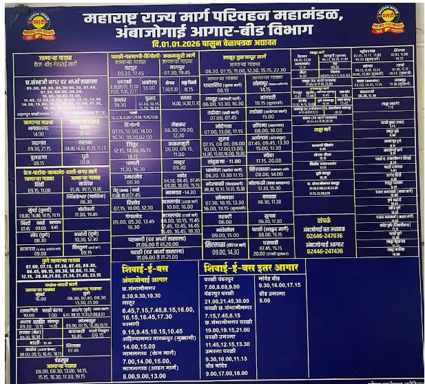 ambajogai bus stand time table